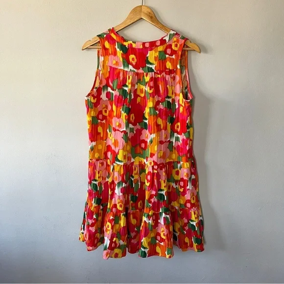Pomander Place Magnolia watercolor sleeveless Kenzo dress tiered size M - Picture 7 of 7